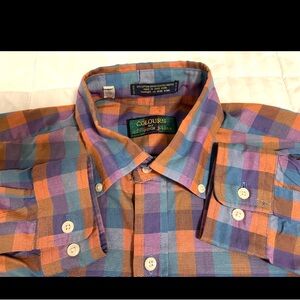 Vintage 90s Alexander Julian Multicolor Checked Shirt Men Med Button Up Cotton